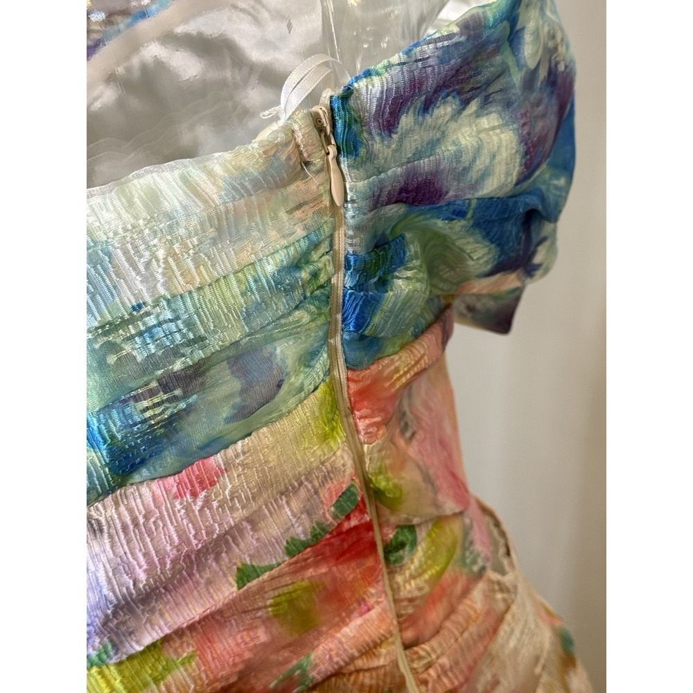 Lena Carson Party Dress Large Watercolor Floral Cut Out Avant Garde Art To Wear - Picture 7 of 13